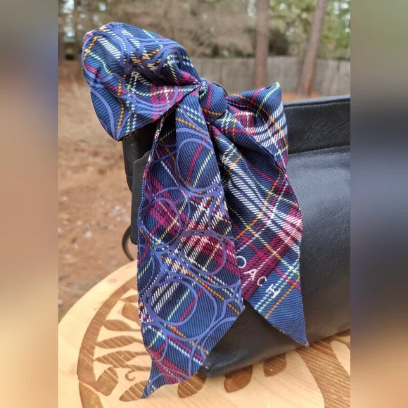 Vintage Y2K Coach Skinny Silk Tartan Plaid Twilly Scarf With Original Dust Bag - Picture 1 of 11